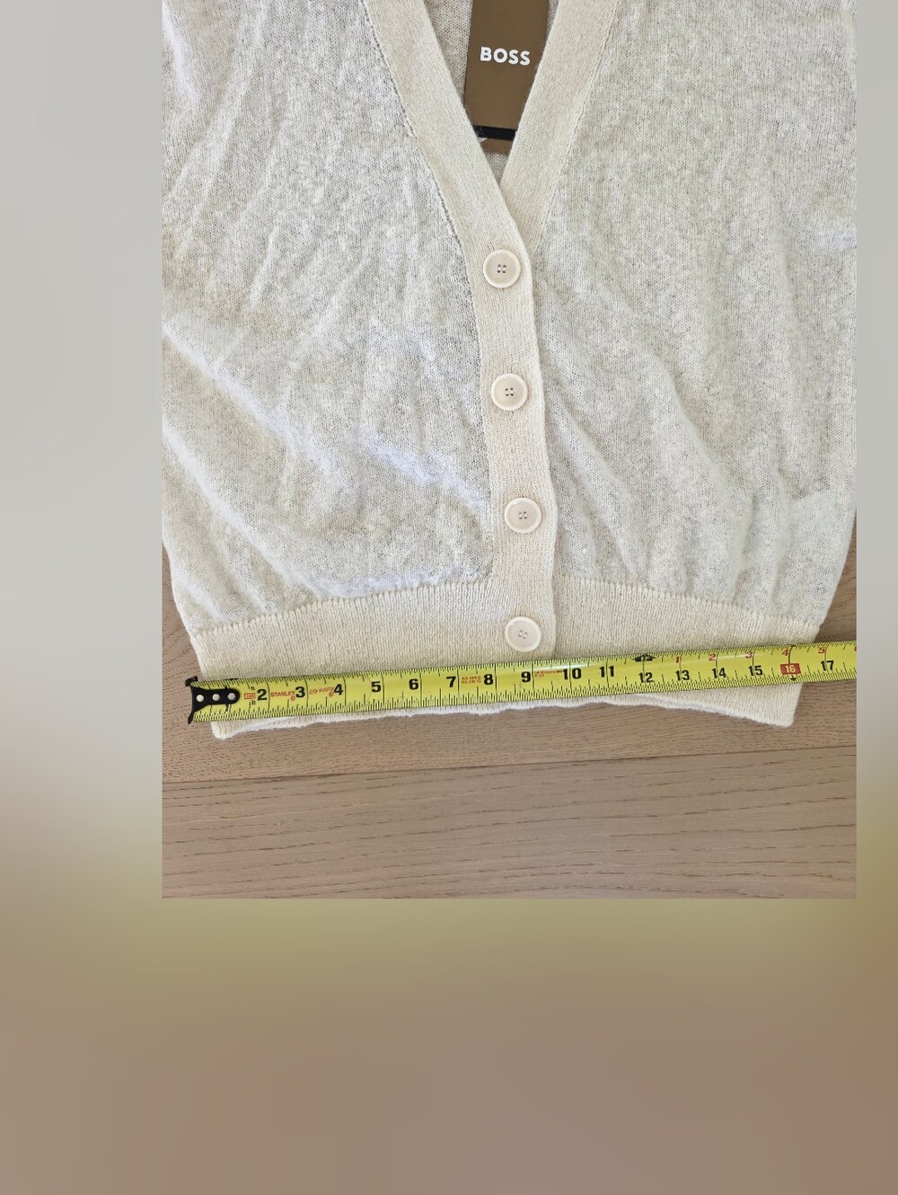 HUGO BOSS Foleda Mohair Cardigan Cream Small NWT - Picture 12 of 14